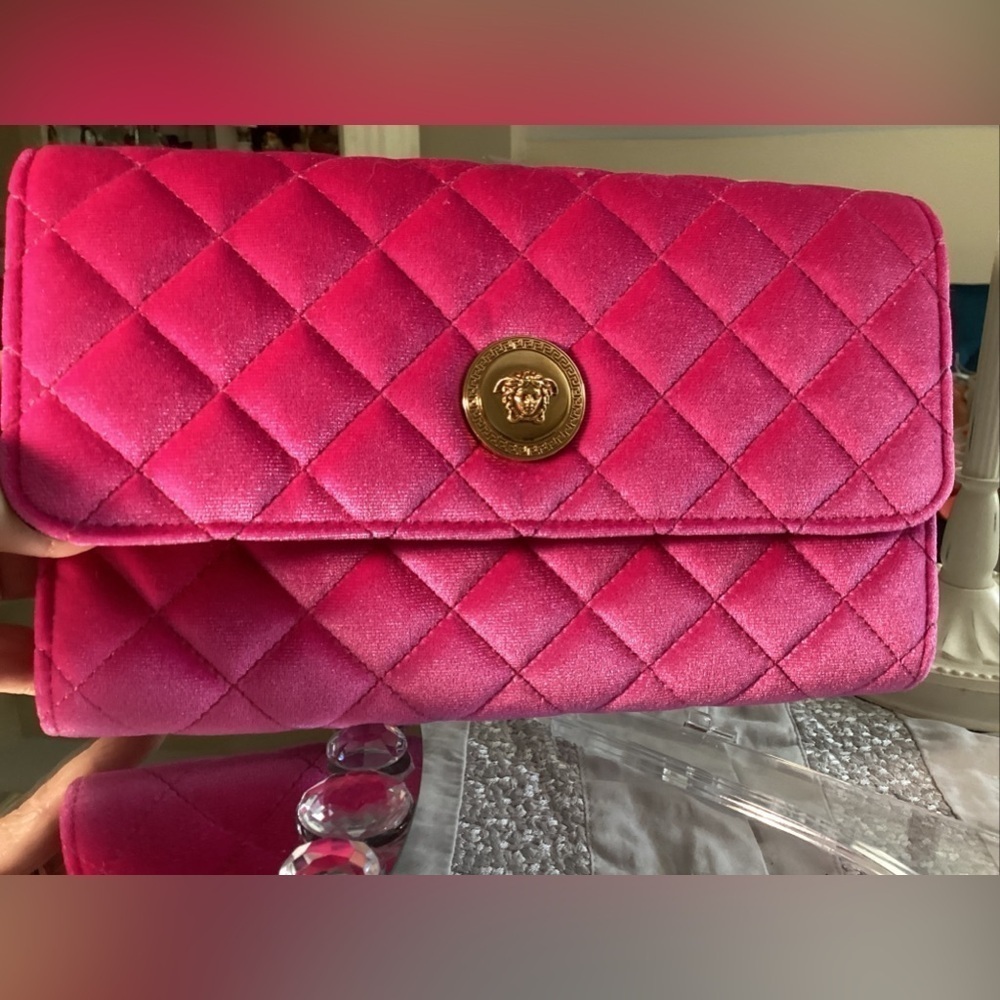 Versace La Medusa Velvet Pink💞NWT PURSE - Picture 4 of 17
